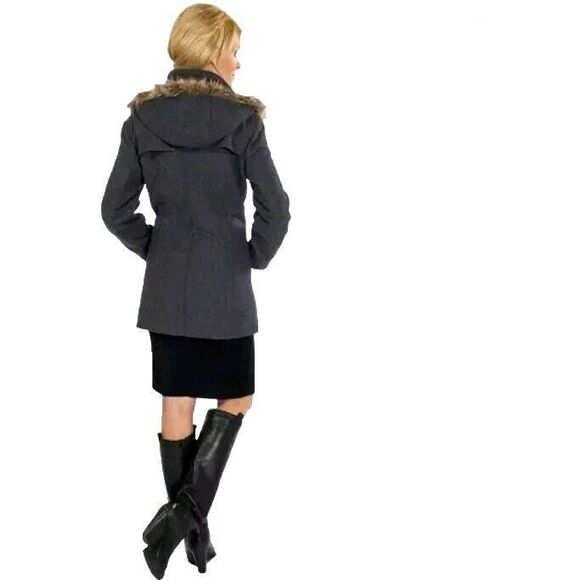 Alpine Swiss Duffy Womens Hooded Parka Fur Trim Wool Coat Toggle Button Jacket S - Picture 2 of 16